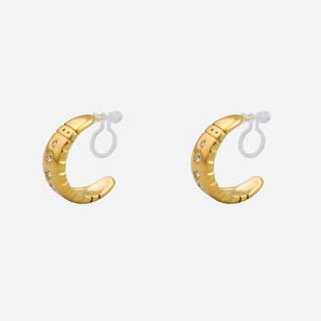 Diamond-set bullhorn Clip-on Hoop Earrings