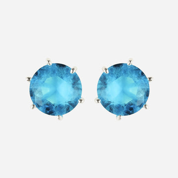 Simple Blue Diamond Clip-On Stud Earrings - silver