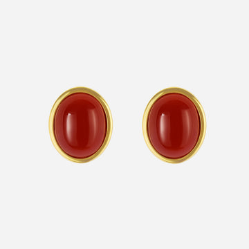 Ruby Clip-On Stud Earrings - Gold