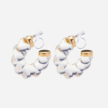 Clear Twisted Clip-On Hoop Earrings - SOMIY