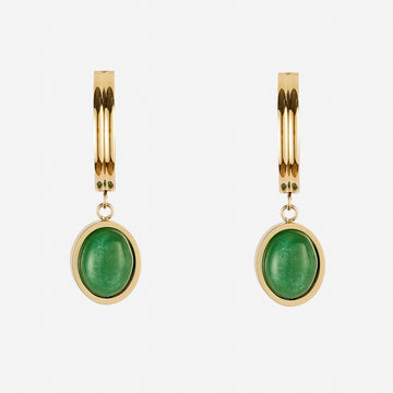 Emerald Clip-On Hoop Earrings -gold - SOMIY