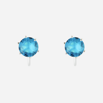 Simple Blue Diamond Clip-On Stud Earrings - silver - SOMIY