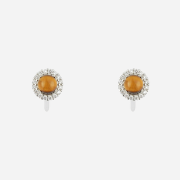 Cat's Eye Diamonds Clip-On Earrings-Silver - SOMIY