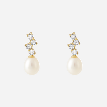 Pearl And Diamond Clip-On Earrings - SOMIY