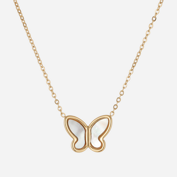 White Flow Butterfly Set (Clip-On Earrings&Necklace) - SOMIY