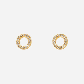 Diamond-set circle Clip-On Stud Earrings - Gold - SOMIY