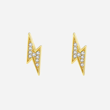 Diamond-set lightning bolt Clip-On Stud Earrings - SOMIY