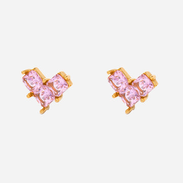 Love Pink Diamonds Clip-On Stud Earrings - Gold