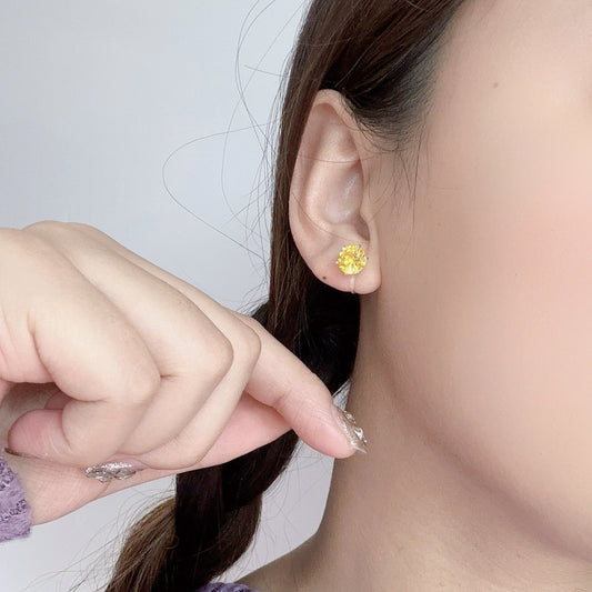 Yellow Diamond Clip On Earrings - Silver
