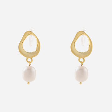 lrregula shape Pearl Clip-On Chain Earrings - SOMIY