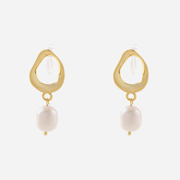 lrregula shape Pearl Clip-On Chain Earrings