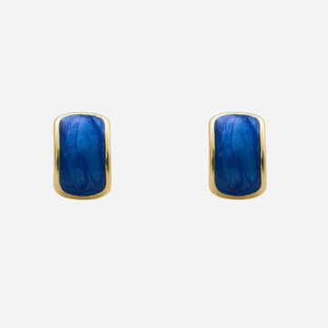 Sapphire blue oil drop Clip-On Stud Earrings - Gold - SOMIY