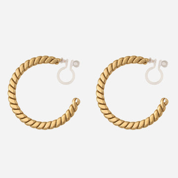 flat twist Clip-On Hoop Earrings - Gold - SOMIY