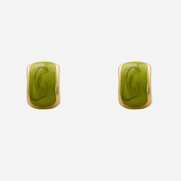 Greener oil drop Clip-On Stud Earrings - Gold - SOMIY