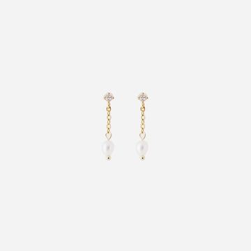 Chain Drop Pearl Clip-On Earrings - SOMIY