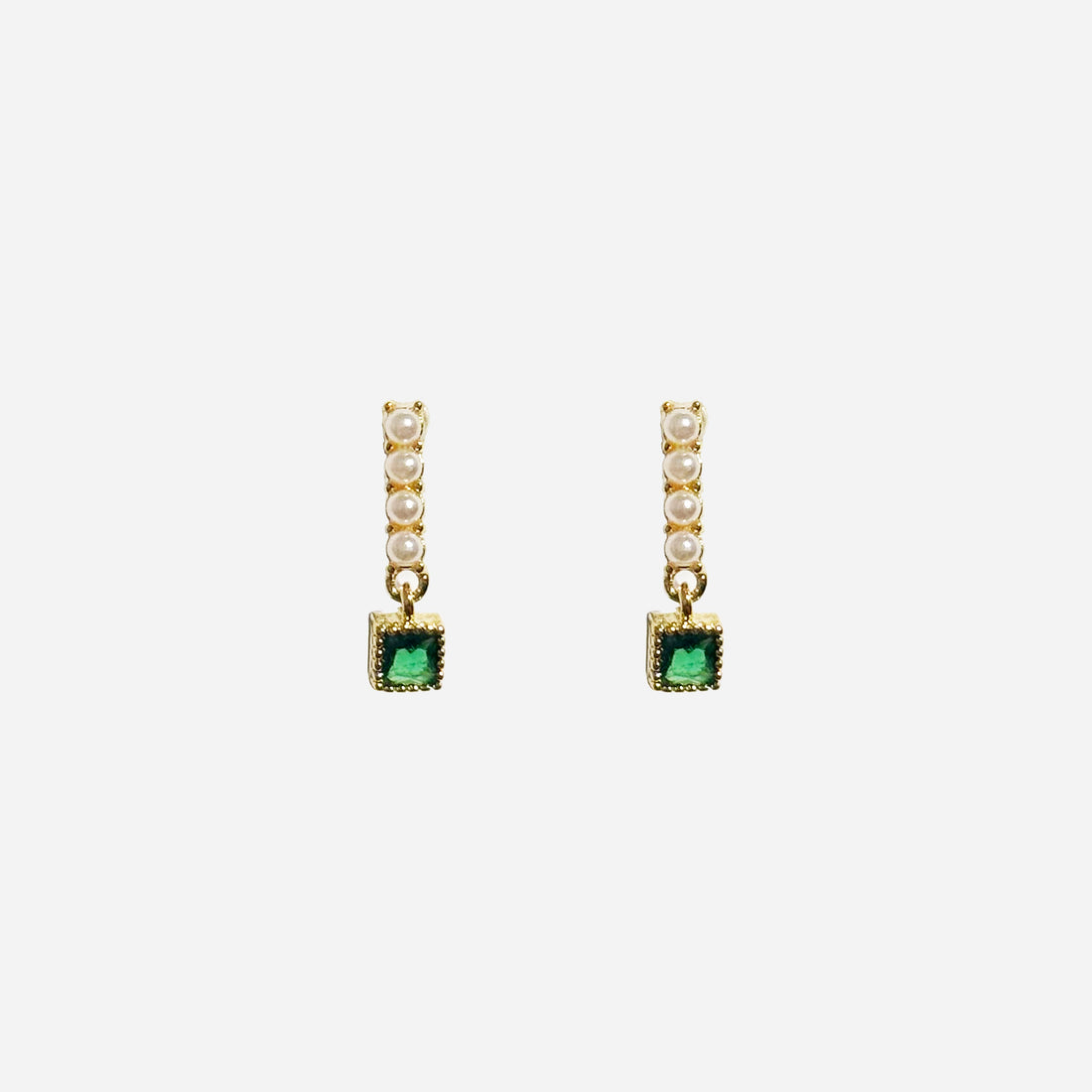 Gold Pearl Resin Crystaldangle clip-on earrings by SOMIY – pain-free non-pierced jewelry for everyday wear