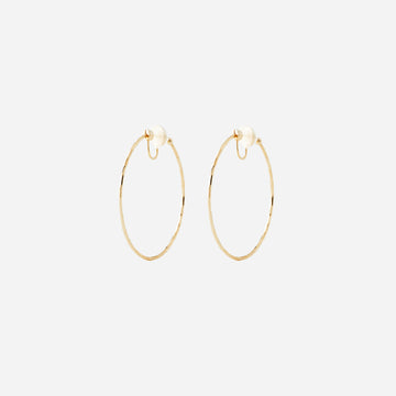 Medium Thin Hammered Hoop Clip On Earrings - SOMIY