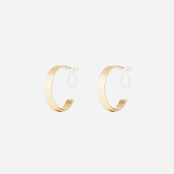 Textured Gold C-Hoop Clip-On Earrings - SOMIY