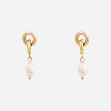 Pearl Clip-On Chain Earrings - Gold - SOMIY