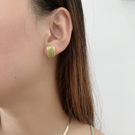 Greener oil drop Clip-On Stud Earrings - Gold