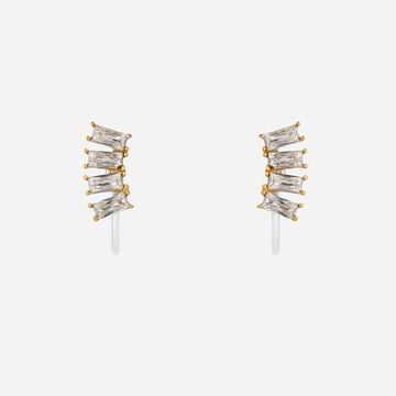 Scalloped diamond Clip-On Stud Earrings - Gold - SOMIY