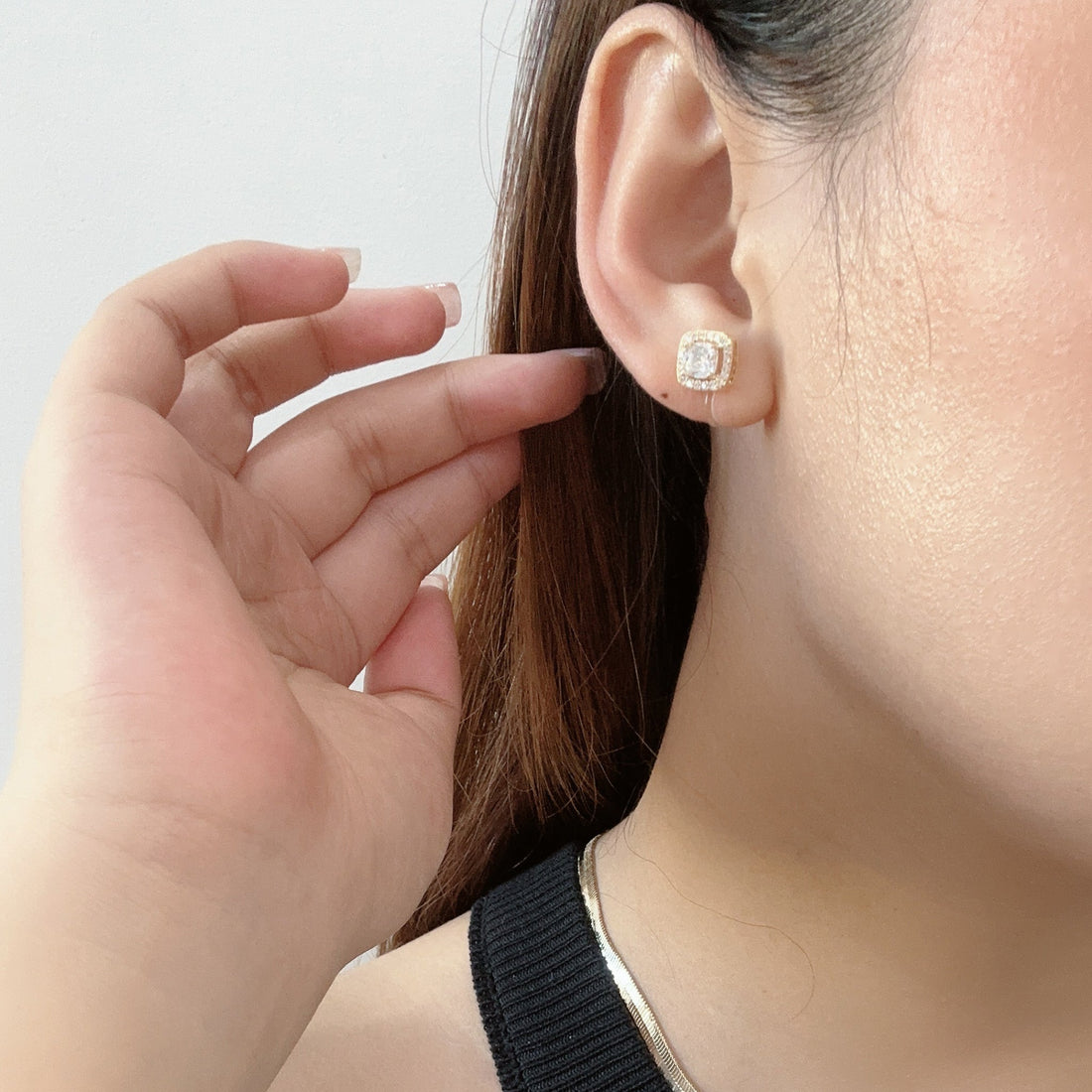 Gold Resin CZstud clip-on earrings by SOMIY – pain-free non-pierced jewelry for everyday wear