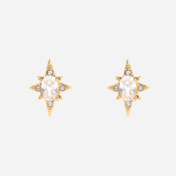 Diamond-studded star Clip-On Stud Earrings - Gold - SOMIY