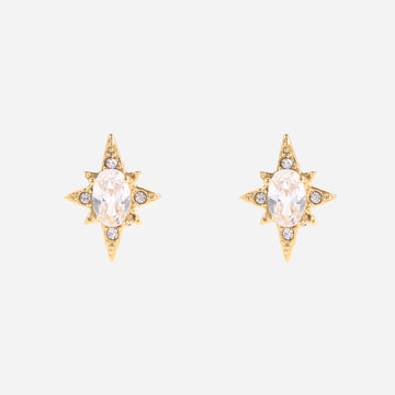 Diamond-studded star Clip-On Stud Earrings - Gold