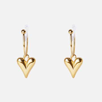 Heart Clip-On Hoop Chain Earrings