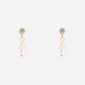 Diamond Pearl Clip-On Chain Earrings - Gold - SOMIY