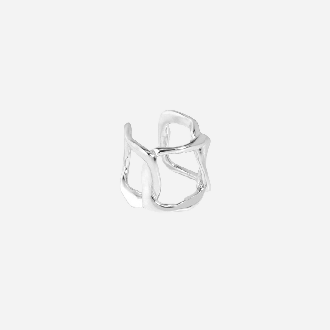 S925 Sterling Silver Geometric Openwork Statement Ear Cuff by SOMIY | S925 Sterling Silver Ear Cuff Jewelry
