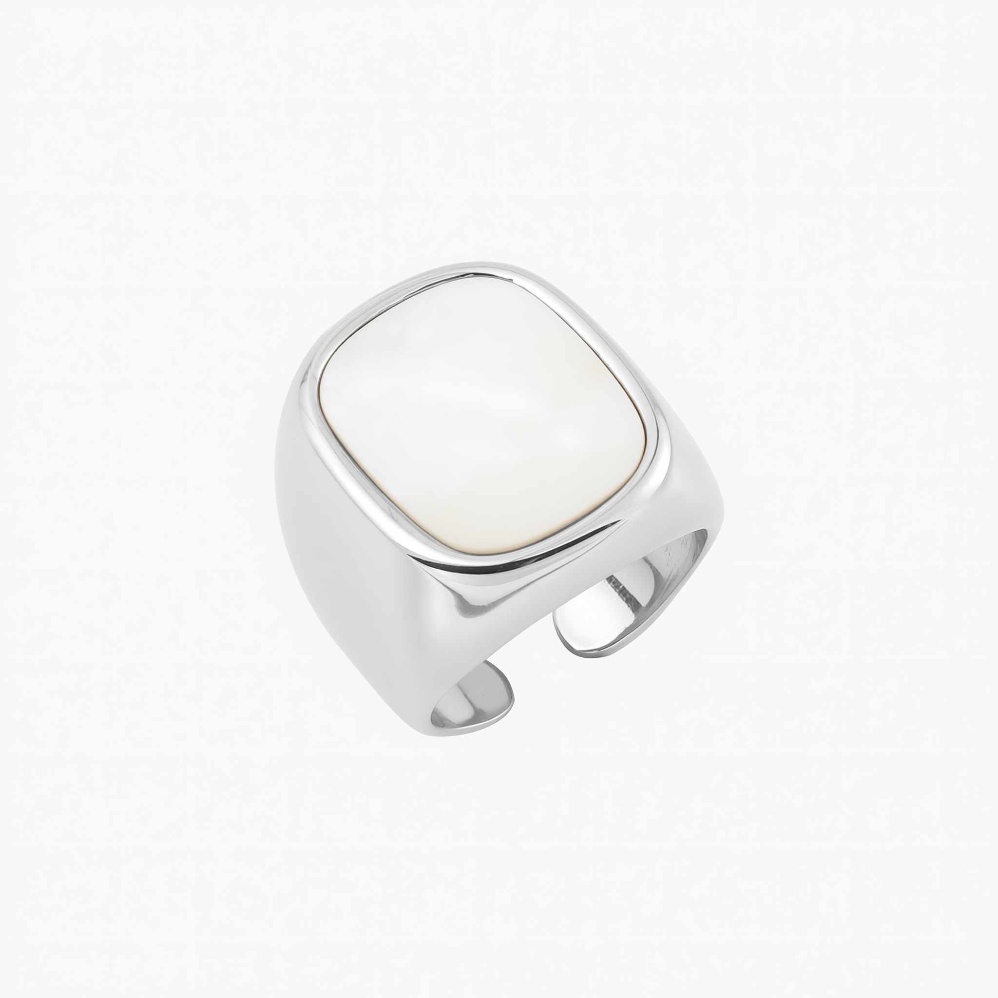 Bold Square Mother of Pearl Open Ring