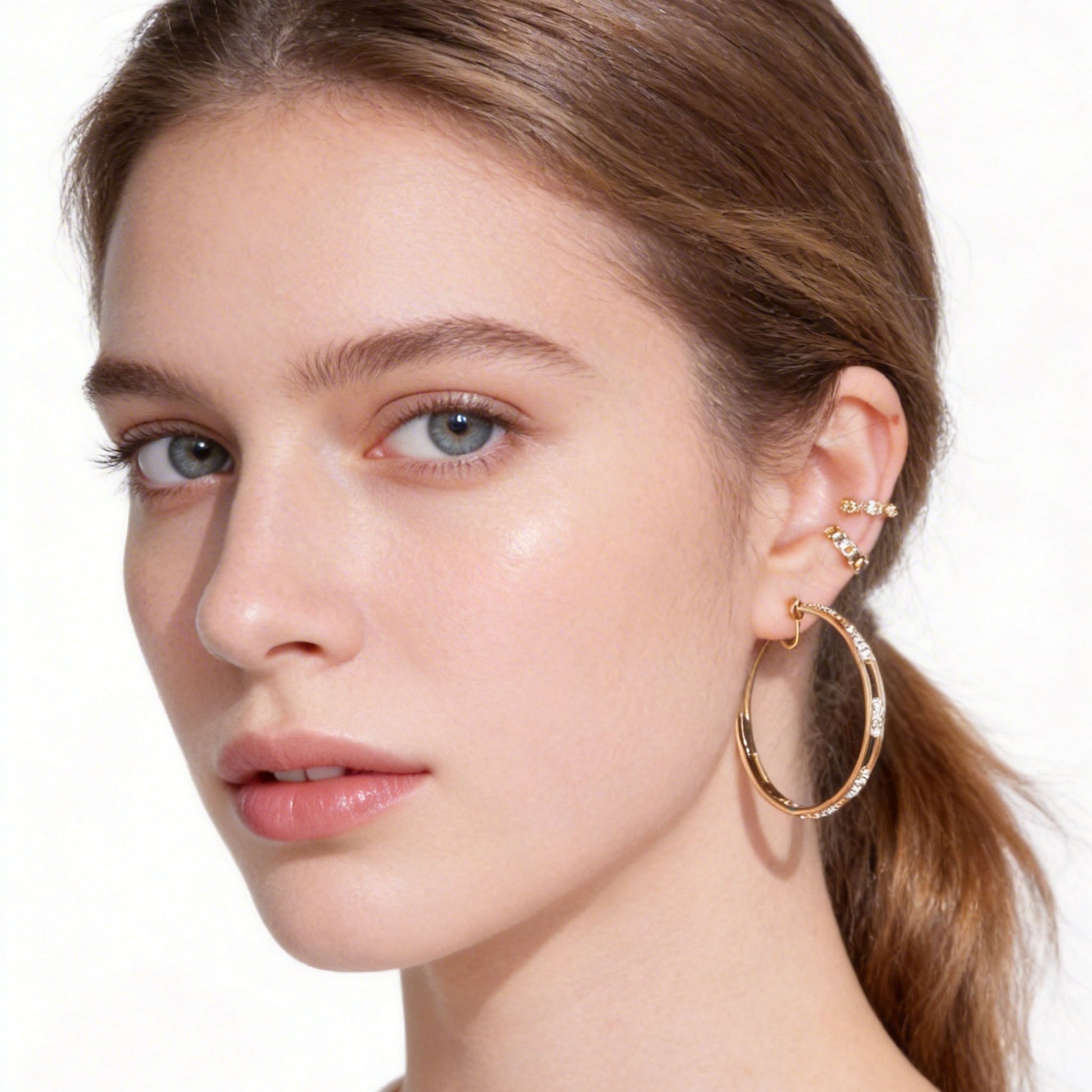 Large Radiant Pavé Hoop Clip-On Earrings image 3 by SOMIY
