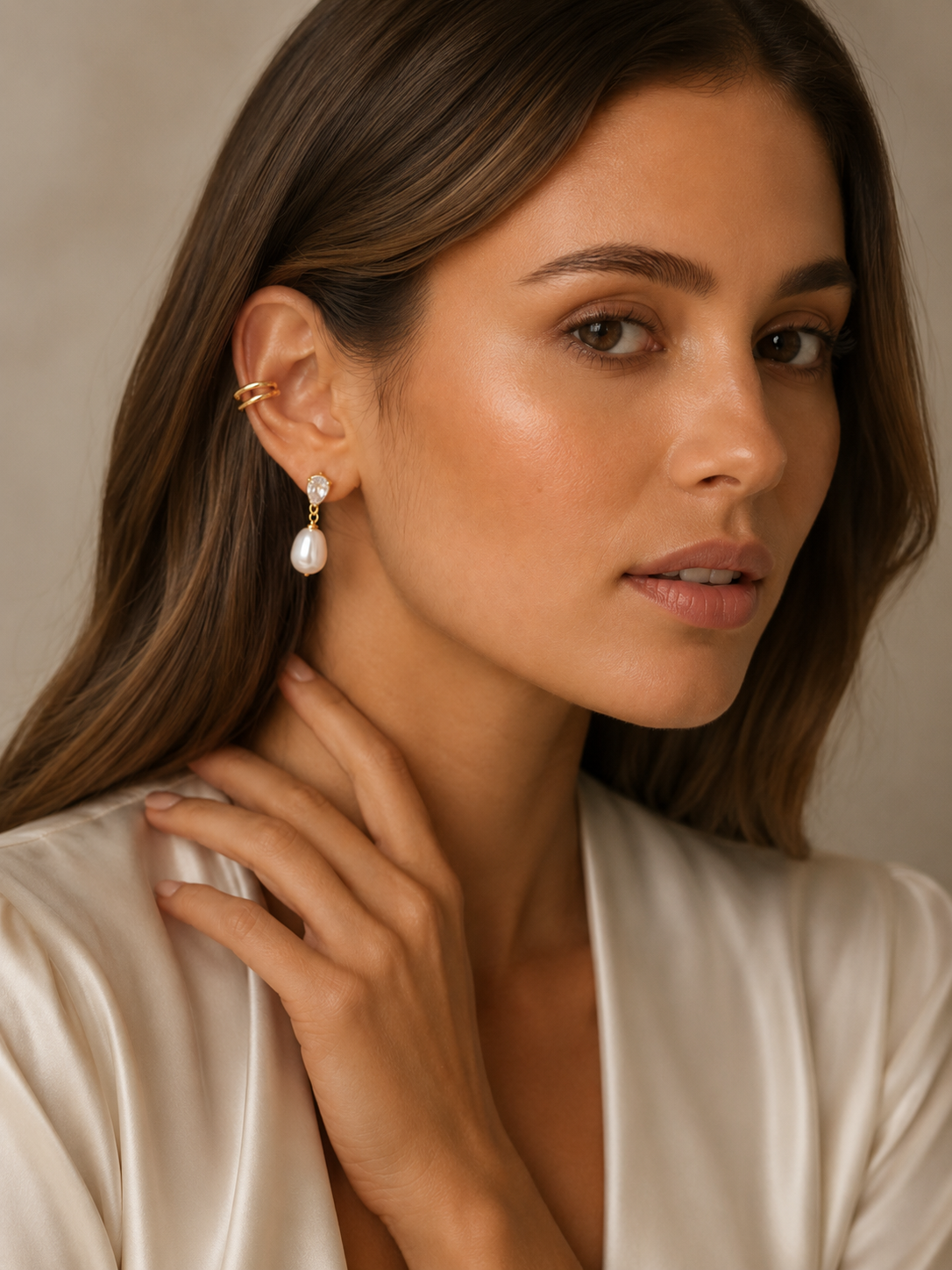 Solitaire Pearl Clip-On Drop Earrings