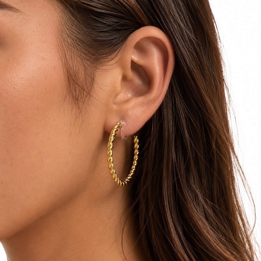 Large Spiral Hoop Clip-On Earrings by SOMIY