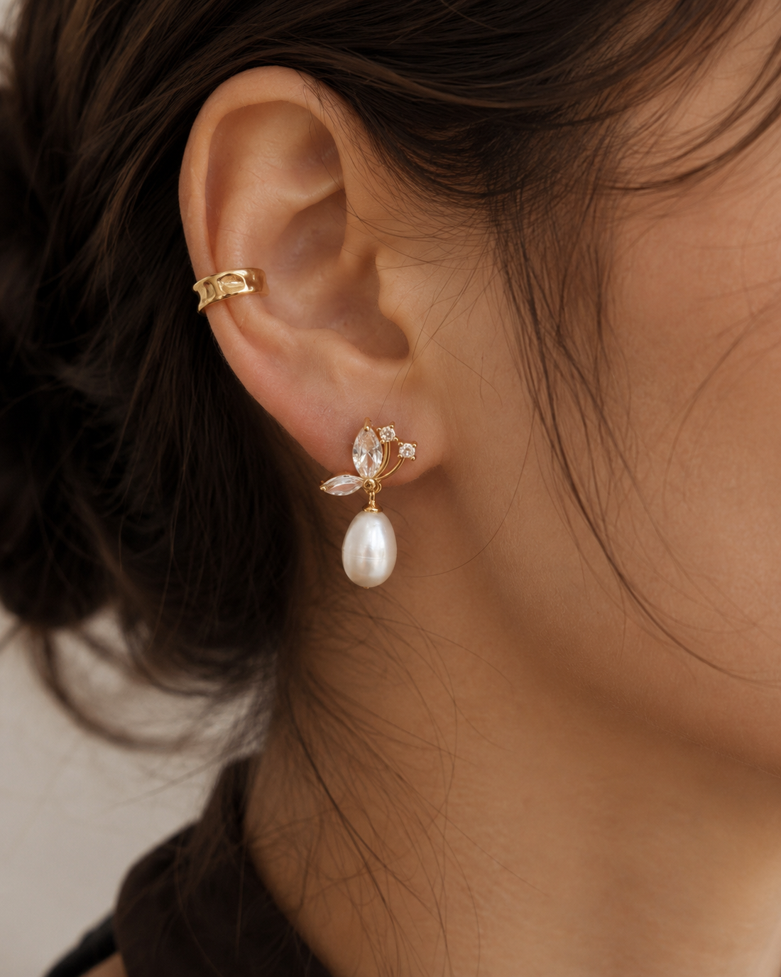 Crystal Pearl Clip-On Drop Earrings