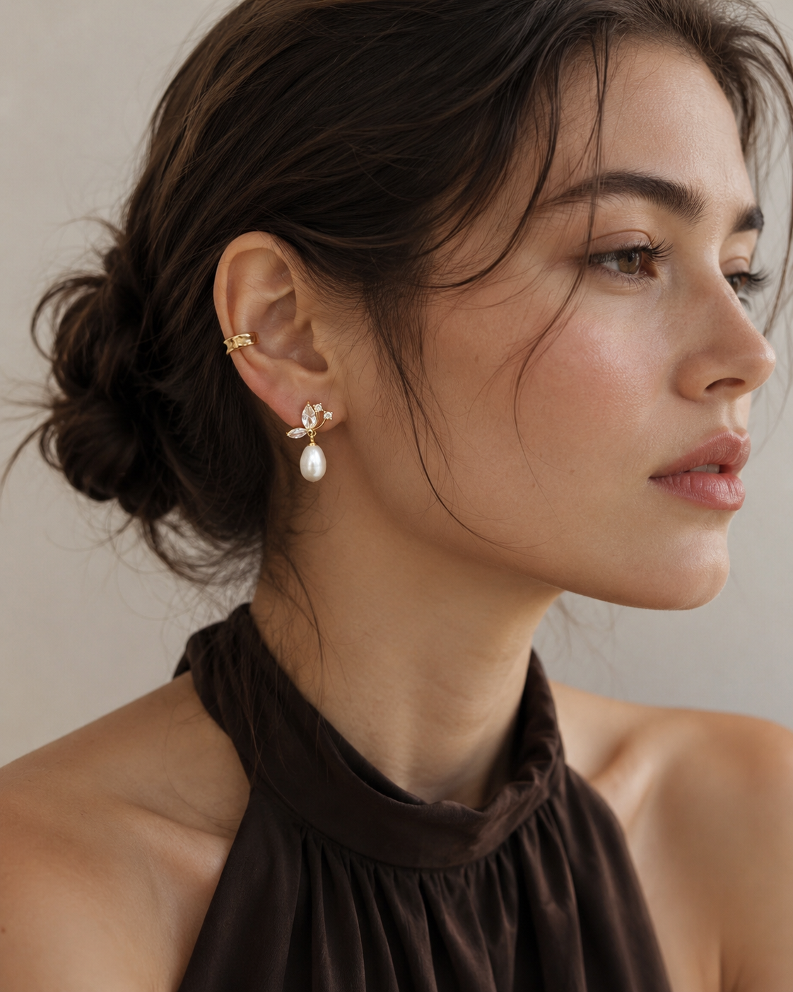 Crystal Pearl Clip-On Drop Earrings