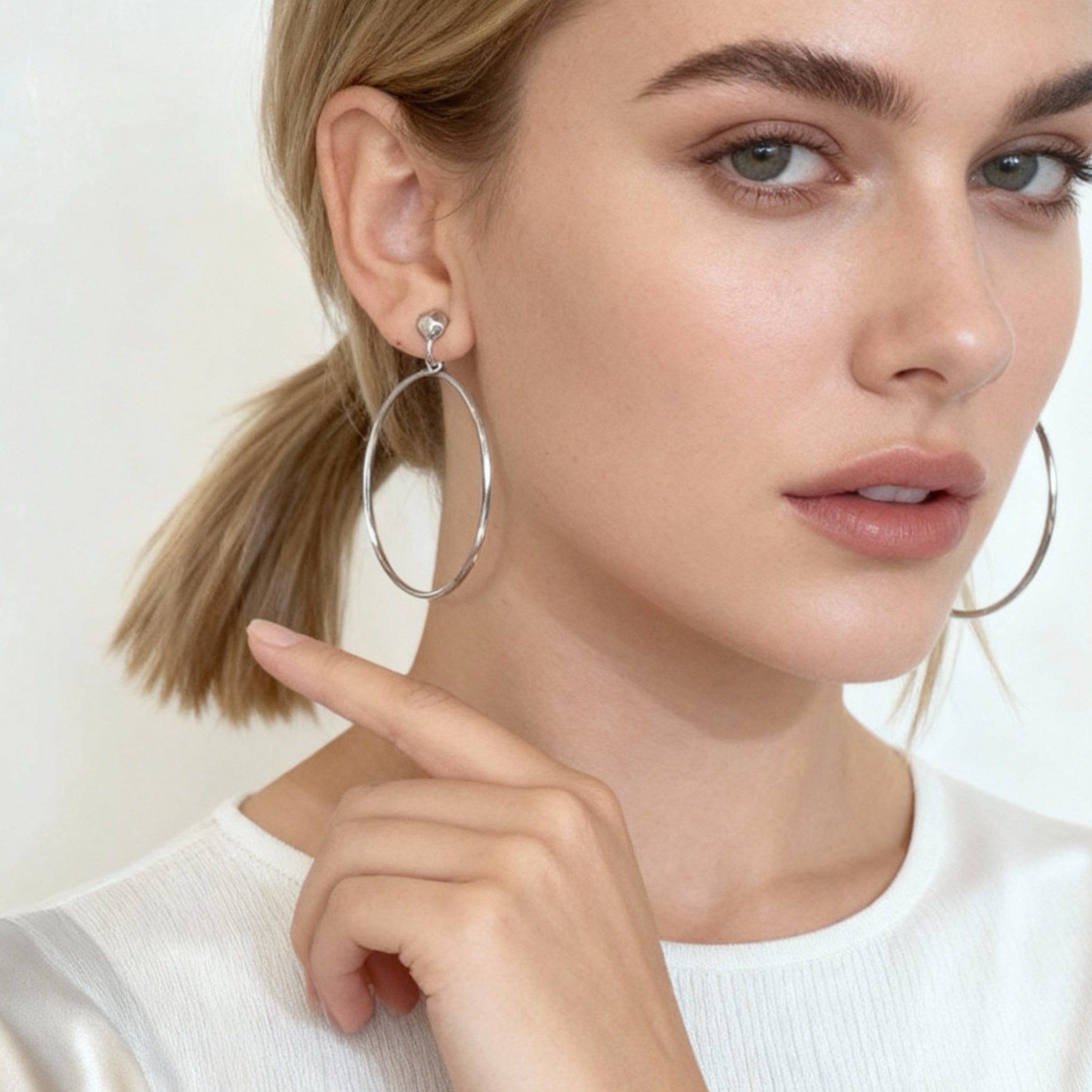 Large Thin Hoop with Wave Pattern Clip-On Earrings for non-pierced ears – SOMIY