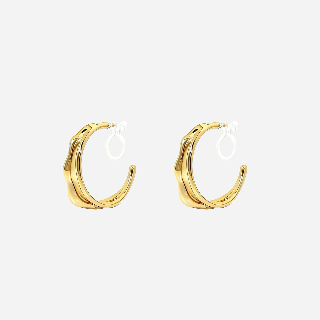 Textured Bamboo-Inspired Clip-On Hoop Earrings