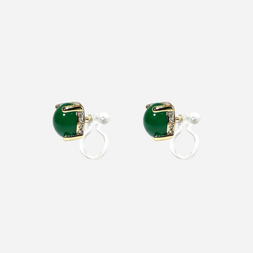 Emerald Clip-On Stud Earrings