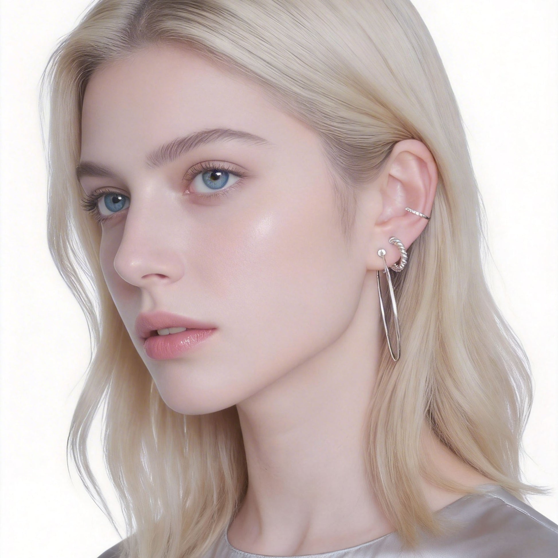 Midi Polished Classic Clip-On Hoop Earrings in 18K gold and silver by SOMIY for non-pierced ears.