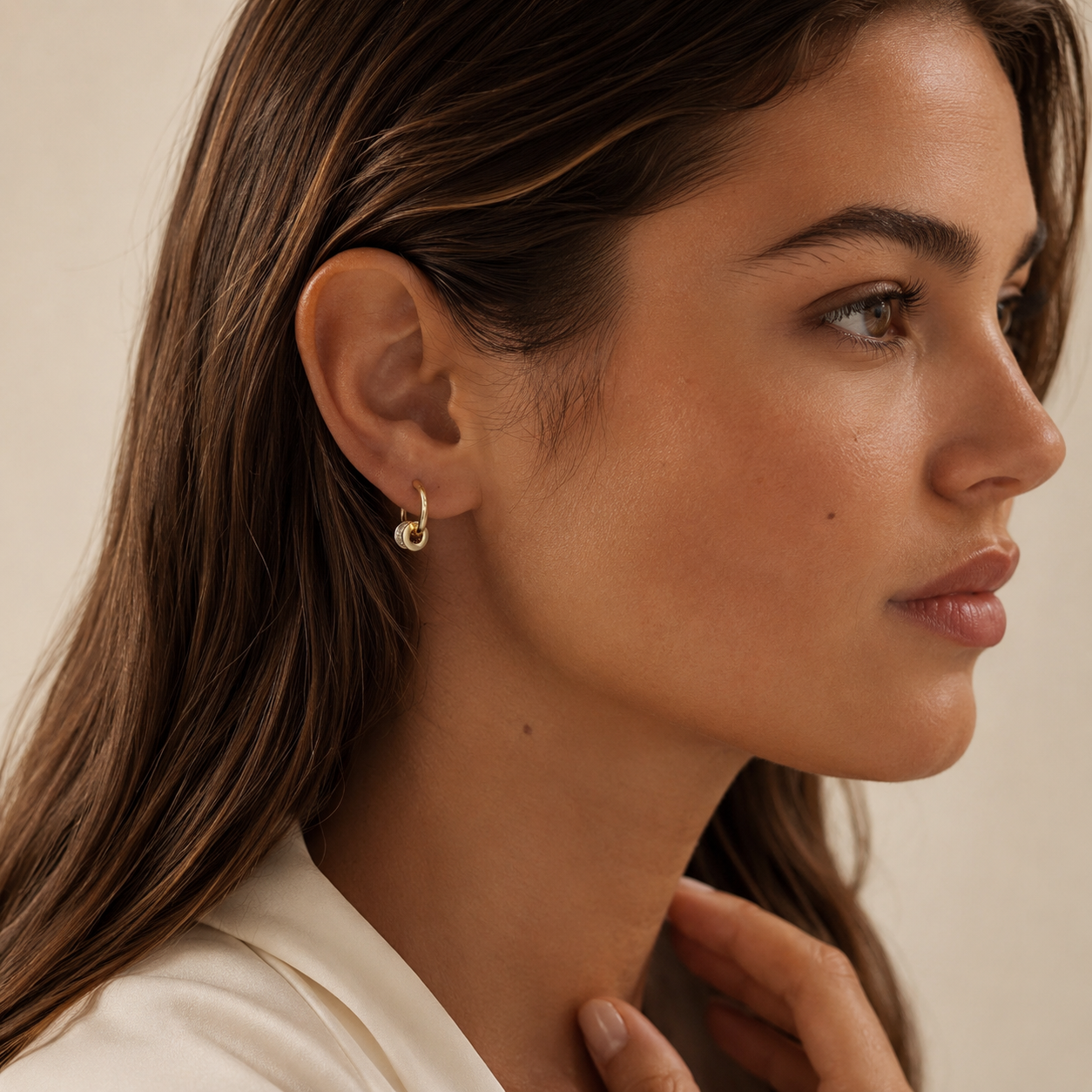 Fortune Bead Pendant Clip-On Hoop Earrings