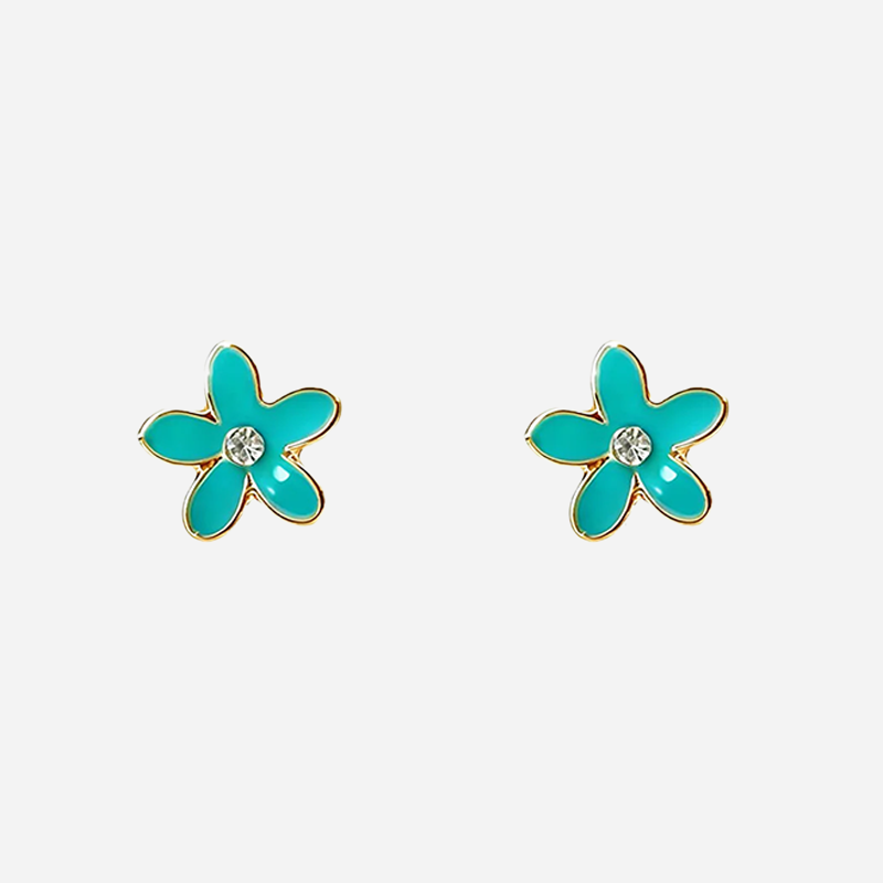 Cute Blue Flower Clip-On Earrings for Girls for non-pierced ears – SOMIY