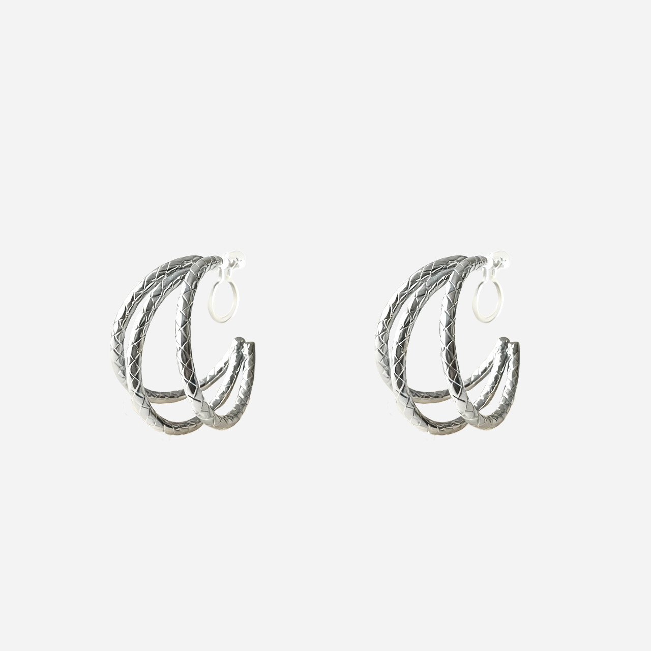 Triple-Layer Braided Texture Clip-On Hoop Earrings