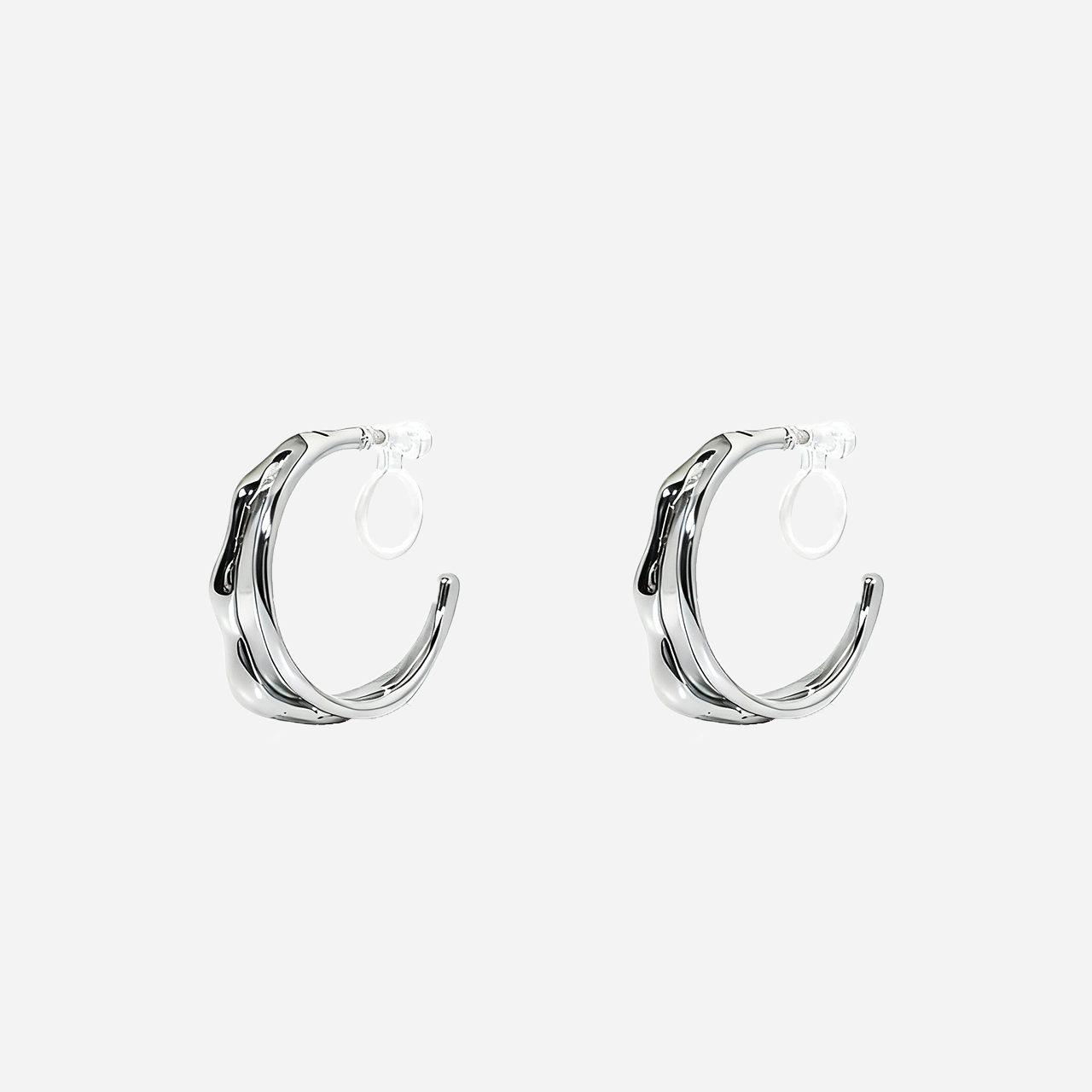 Textured Bamboo-Inspired Clip-On Hoop Earrings