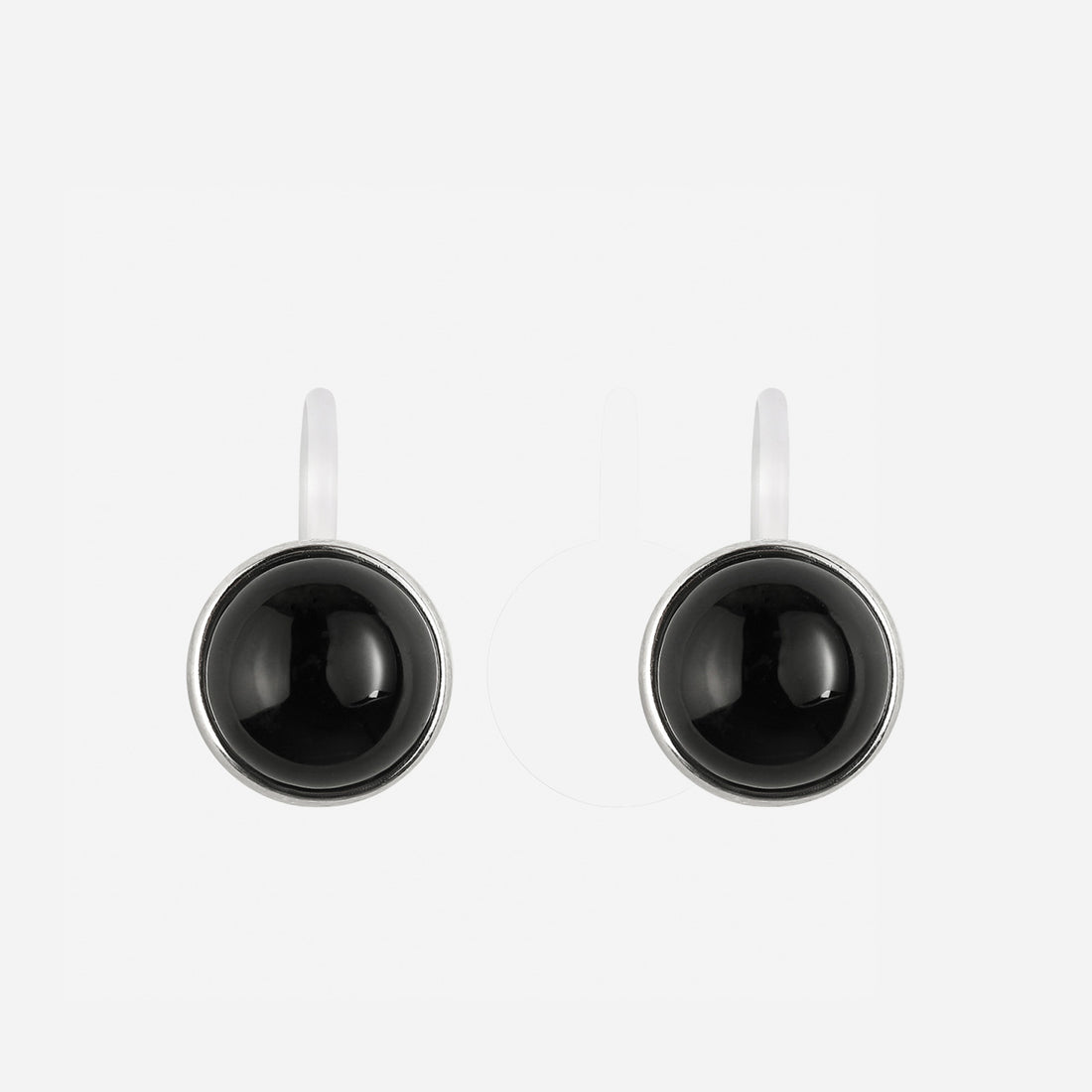 Black Onyx Clip On Earrings - Silver - SOMIY