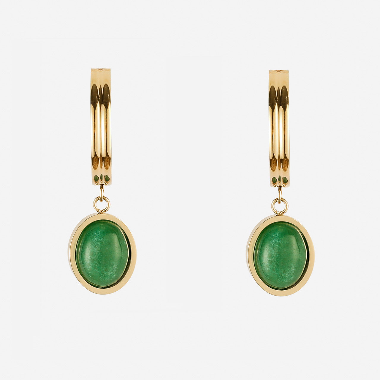 Emerald Clip-On Hoop Earrings -gold - SOMIY