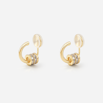 Fortune Bead Pendant Clip-On Hoop Earrings
