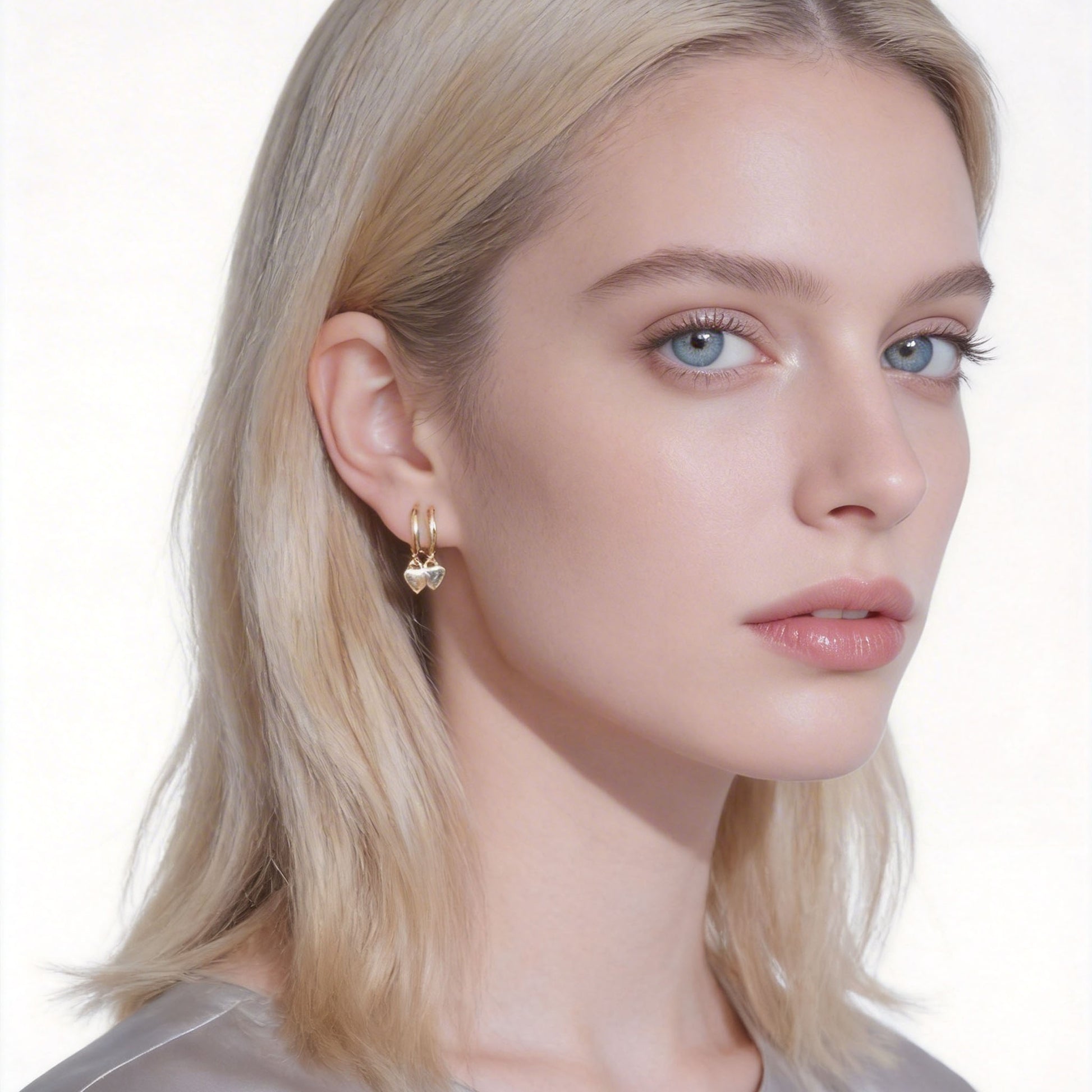 Petite Linear Ridged Clip-On Hoop Earrings in 18K gold and silver by SOMIY for non-pierced ears.
