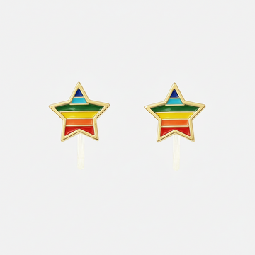 Regenboog ster schattige clip oorbellen